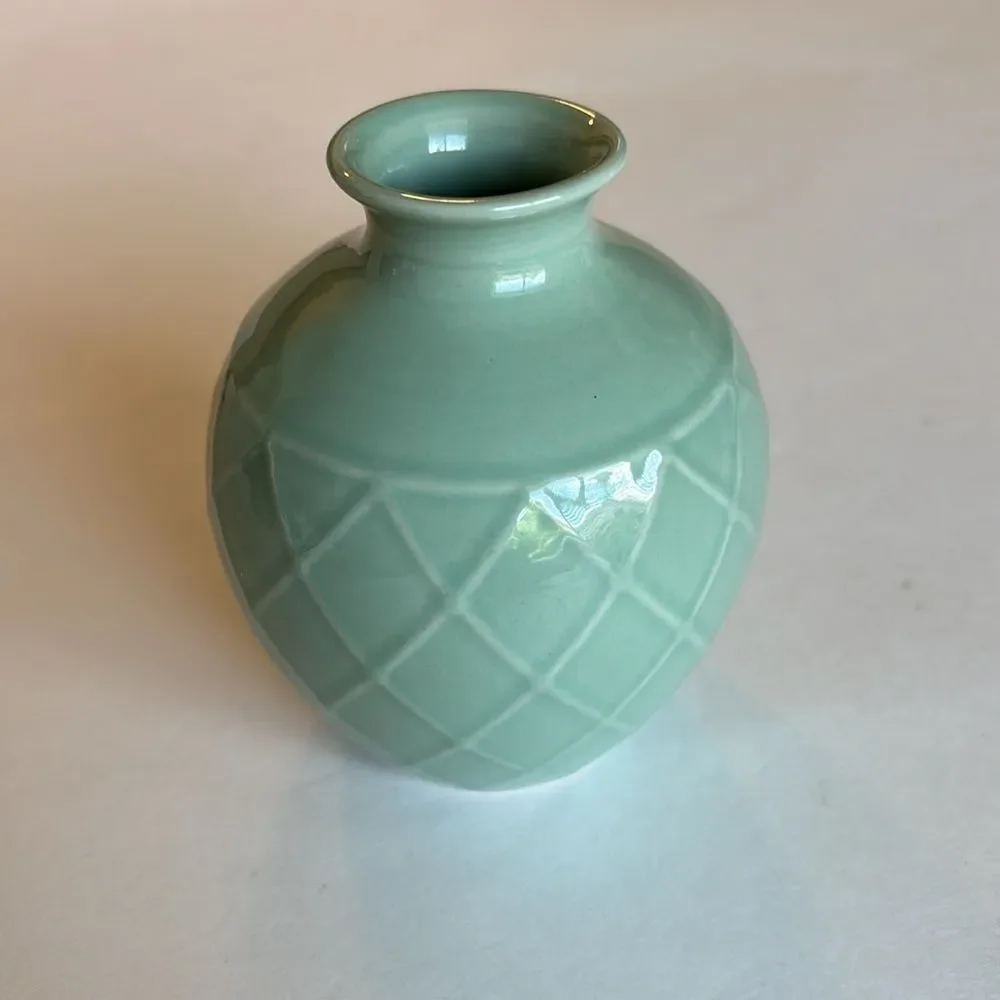 IKEA Celadon Green Ceramic Bud Vase Set of 2 Vases 4”